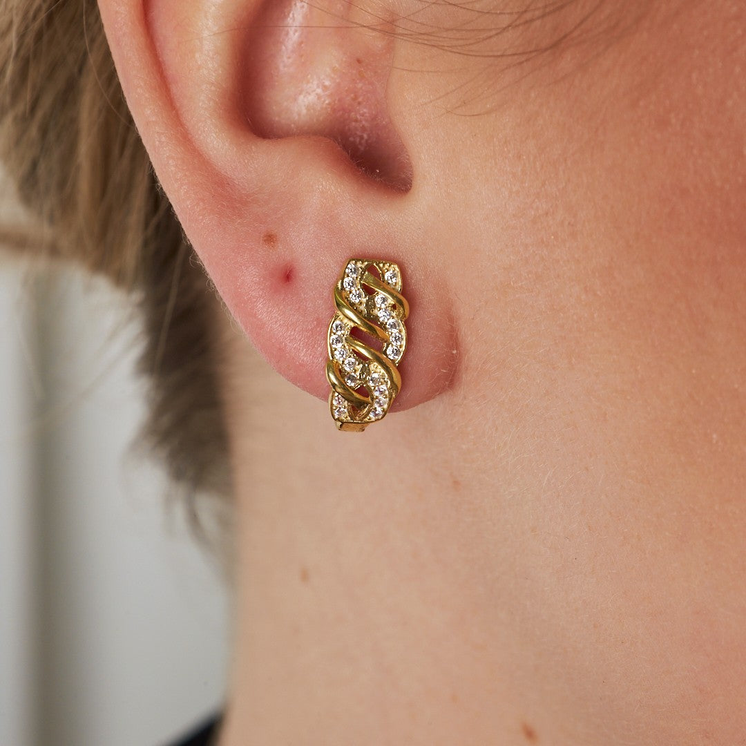 Sarmaşık Model Taşlı Küpe - 925 GÜMÜŞ