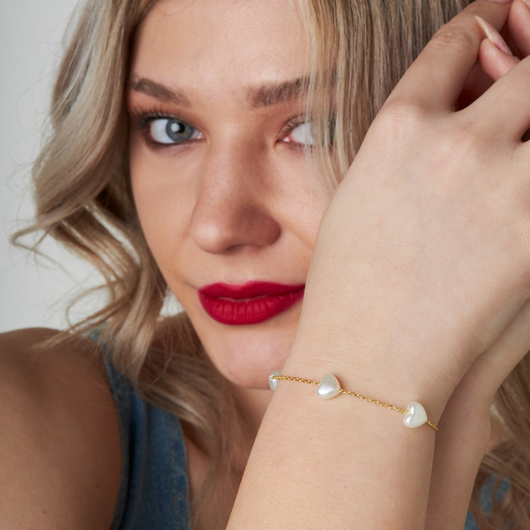 Kalpli Boncuklu Bileklik - 925 GÜMÜŞ