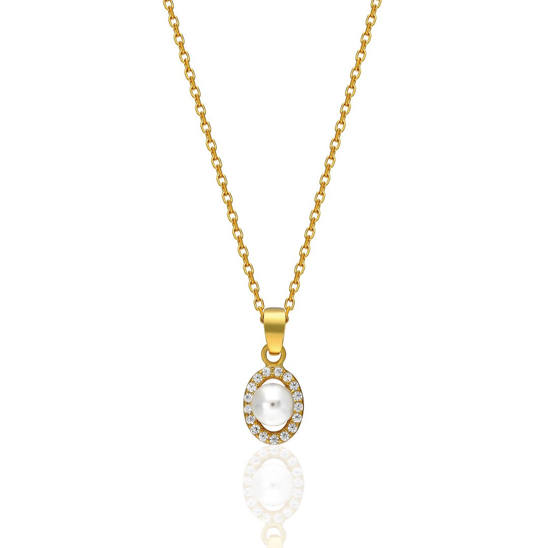 İnci Taşlı Minimalist Kolye - 925 GÜMÜŞ