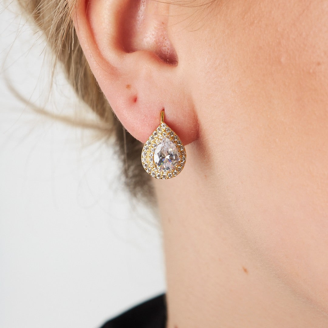 Gözyaşı taşlı pırlanta küpe - 925 GÜMÜŞ