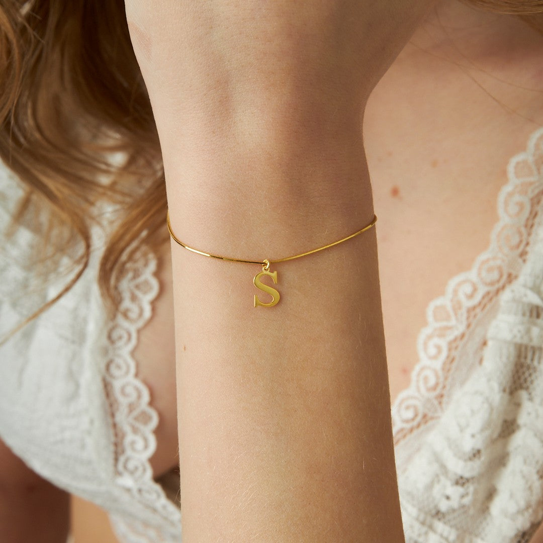 Harfli Tondo Zincir Bileklik - 925 GÜMÜŞ