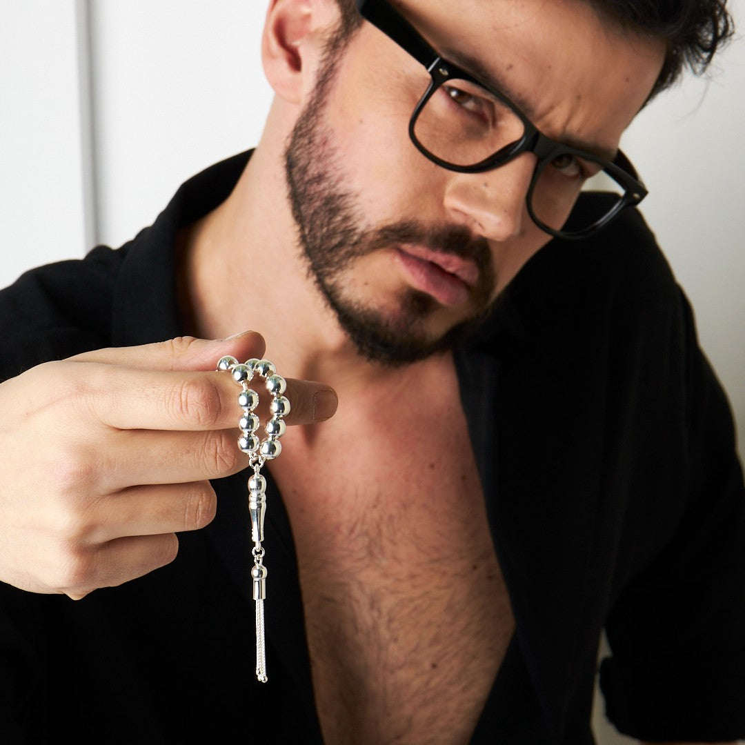 Yuvarlak düz tespih - 925 GÜMÜŞ