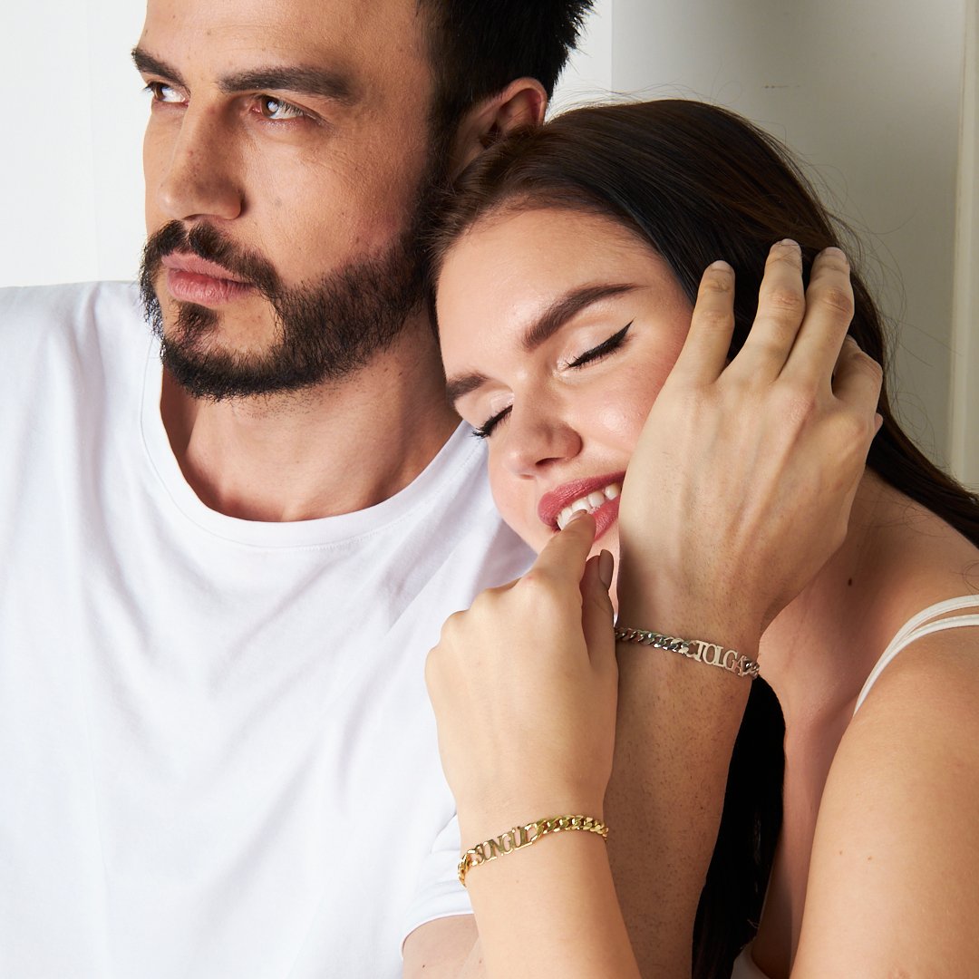 Küba Zincir İsimli Bileklik Seti - 925 GÜMÜŞ