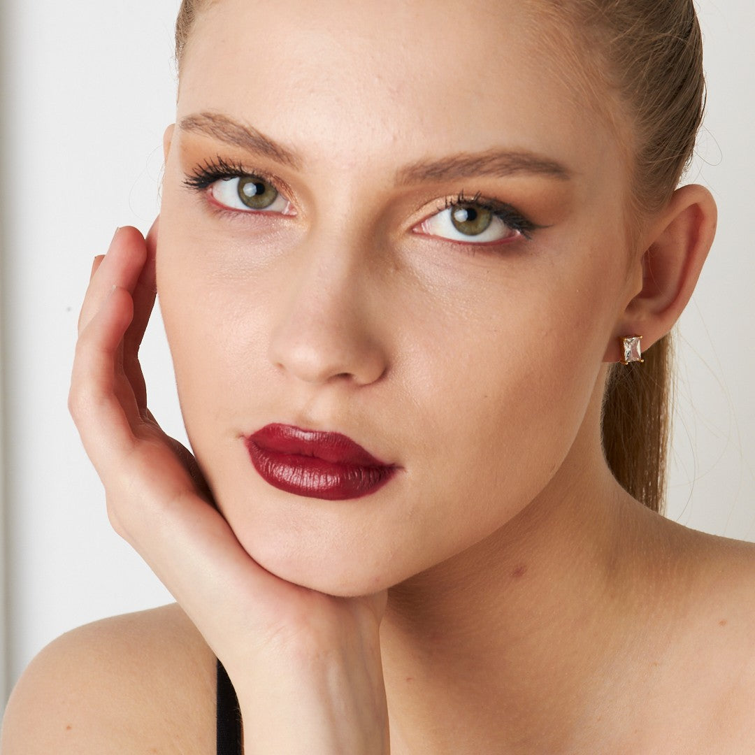 Kare Baget Küpe - 925 GÜMÜŞ