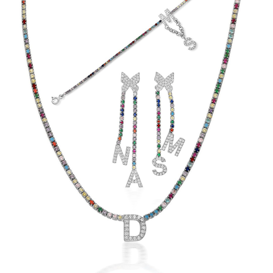 Harfli Renkli Su Yolu Set - 925 GÜMÜŞ