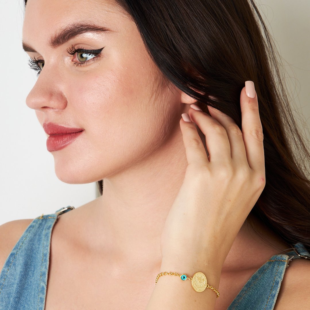 Nazar Tuğrası İnce Zincir Bileklik - 925 GÜMÜŞ