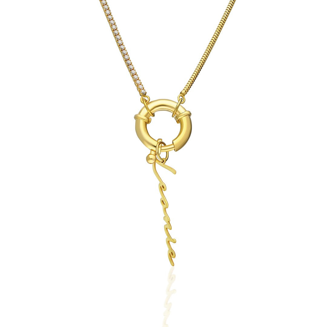 Denizci Kilitli İsim Kolyesi - 925 GÜMÜŞ