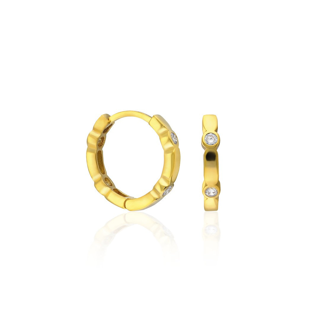 Dört Taşlı Şık Halka Küpe - 925 GÜMÜŞ