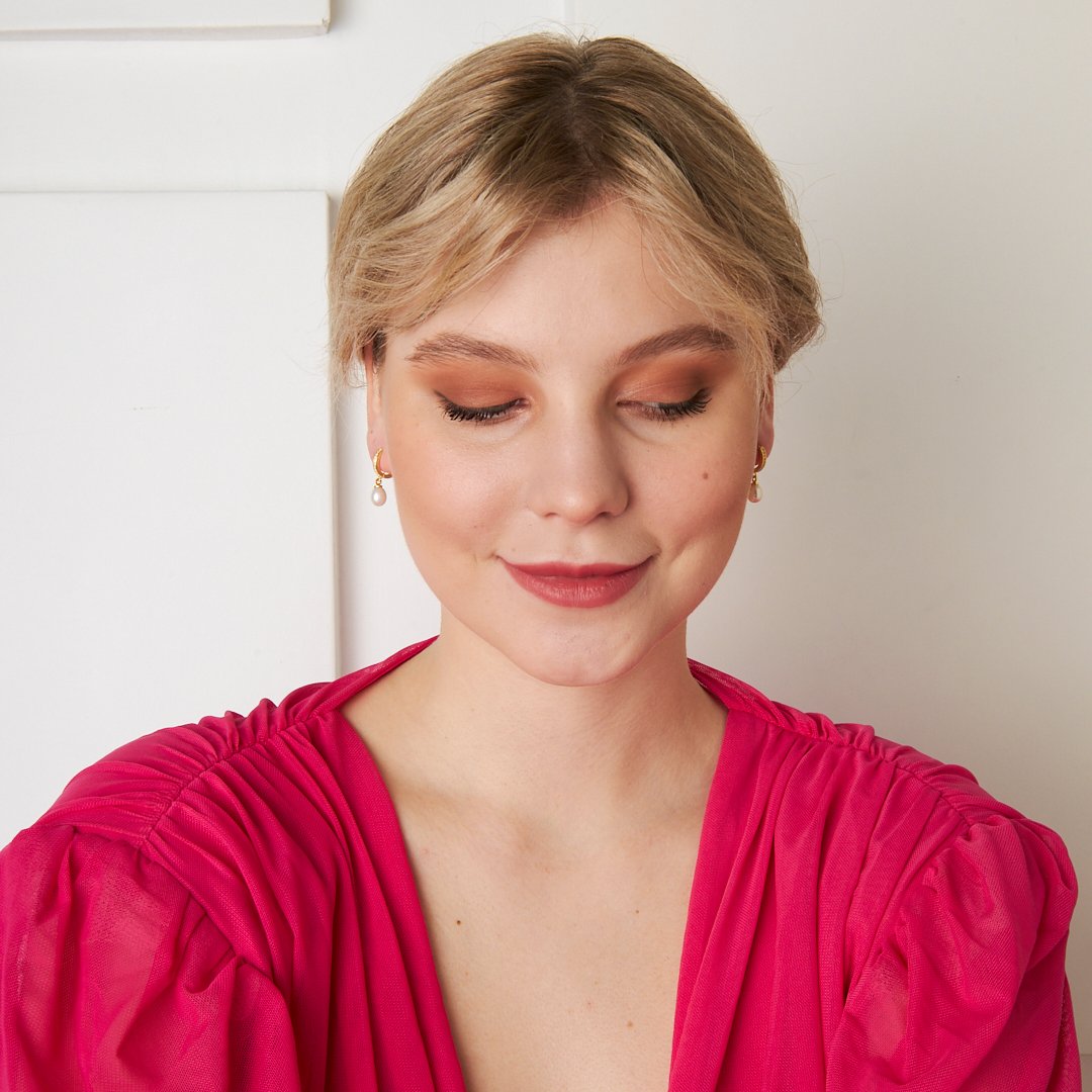 İnci Taşlı Halka Küpe - 925 GÜMÜŞ