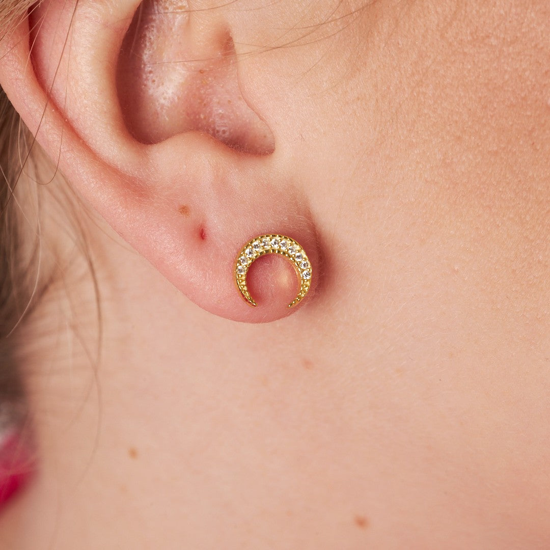 Hilal Ay Taşlı Küpe - 925 GÜMÜŞ