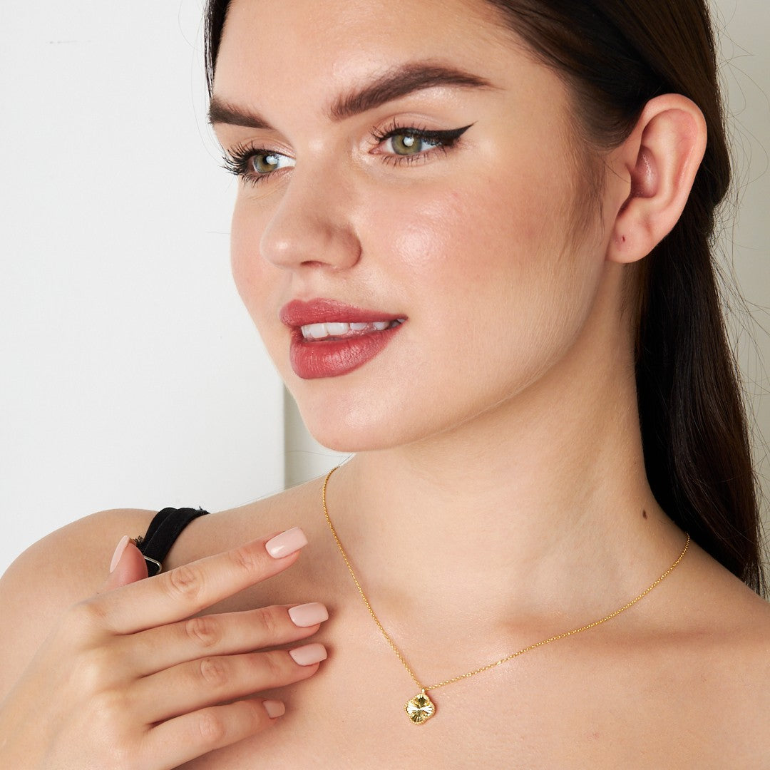 14K ALTIN Parlak Yonca kolye