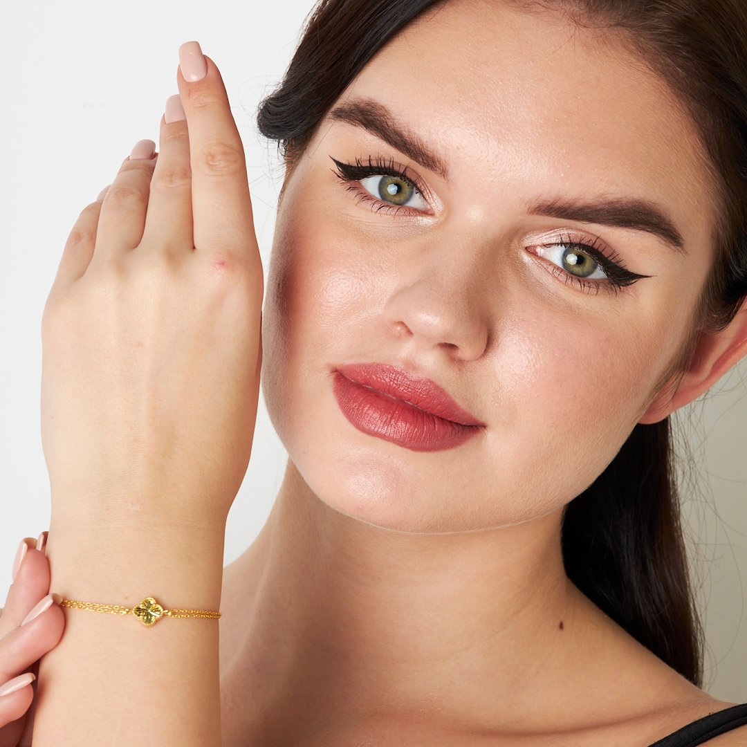 Parlak Yonca Bilezik - 925 GÜMÜŞ