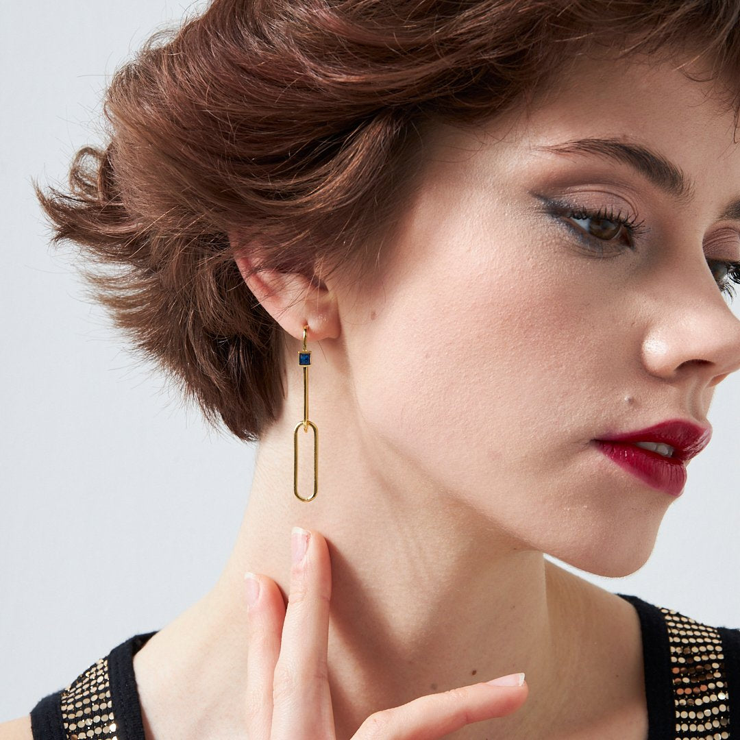 Lacivert Ataç Küpe - 925 GÜMÜŞ