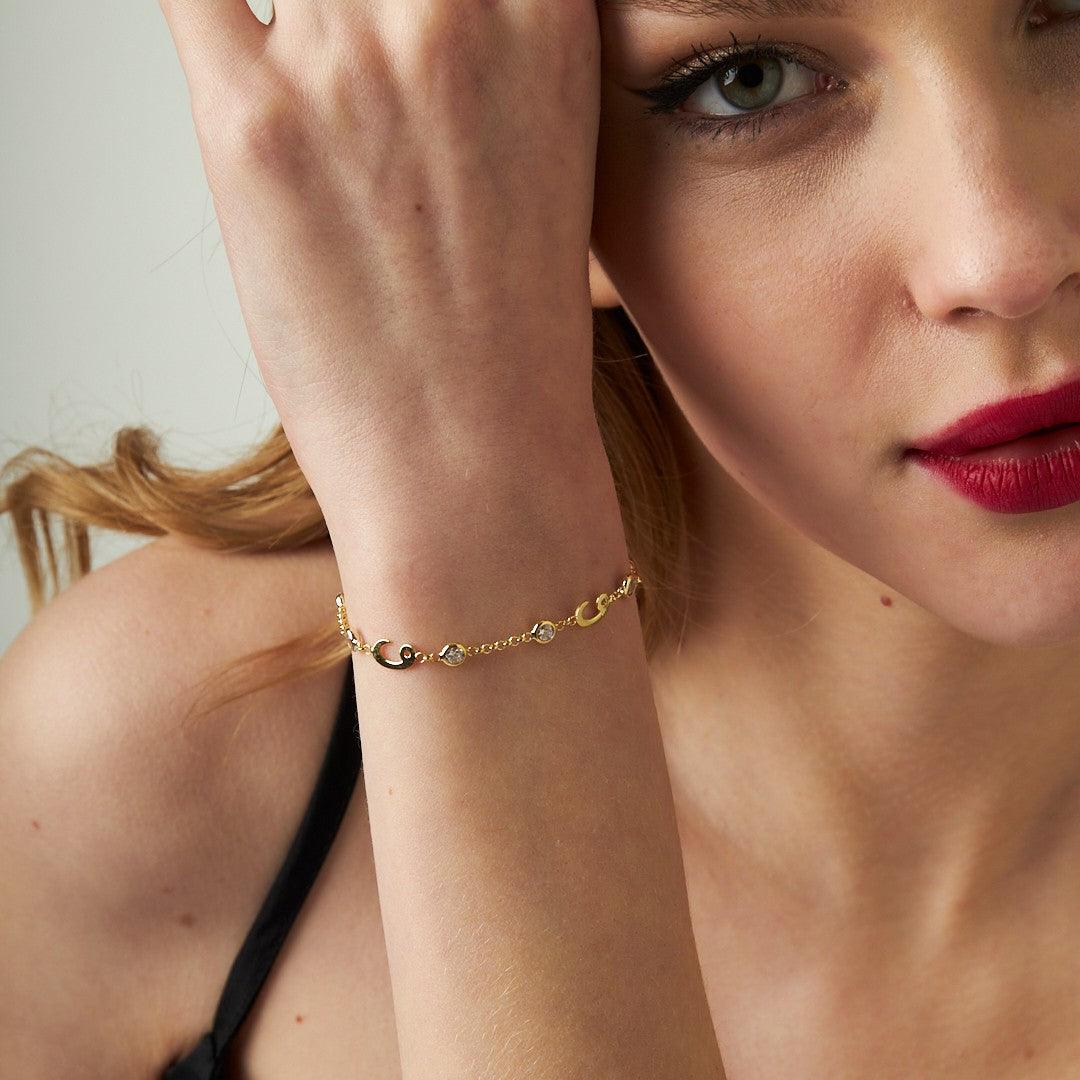 Taşlı Vav Bileklik - 925 GÜMÜŞ