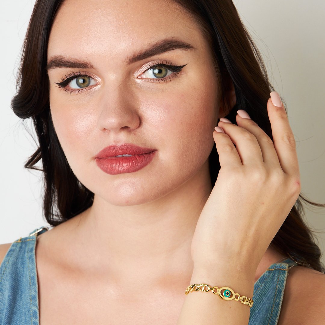 Nazar Çift Zincirli Bileklik - 925 GÜMÜŞ