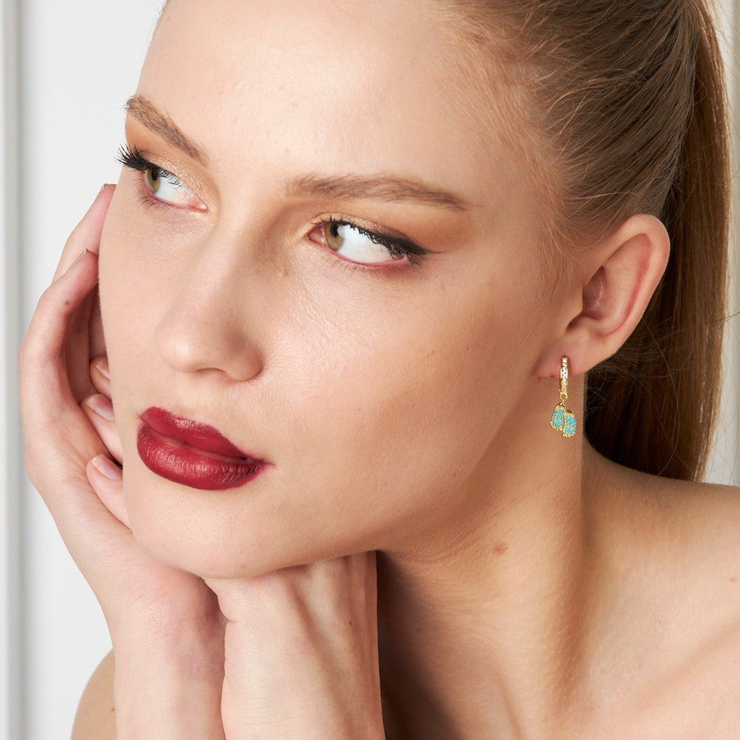 Taşlı Bebek Ayak Küpesi - 925 GÜMÜŞ