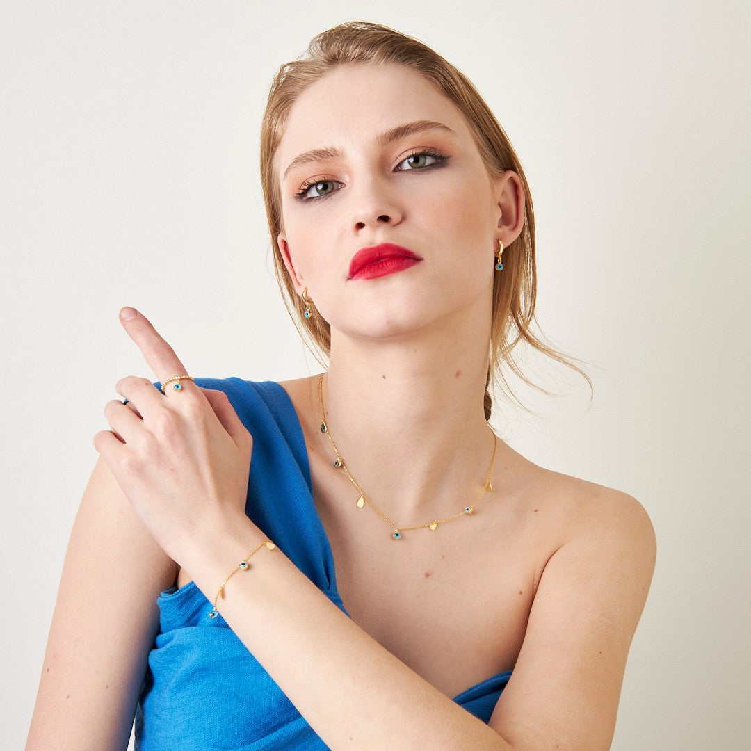 Dörtlü Nazar Boncuğu Seti - 925 GÜMÜŞ