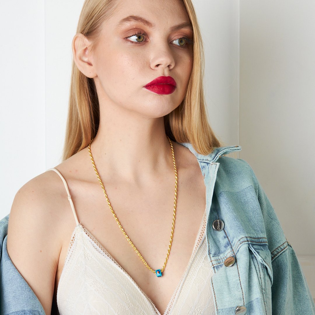 14K ALTIN Kalın Halat Zincir Kolye