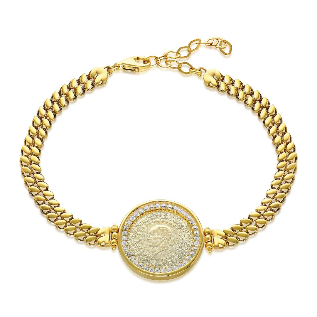 Çift Pullu Çeyrek Bileklik - 925 GÜMÜŞ