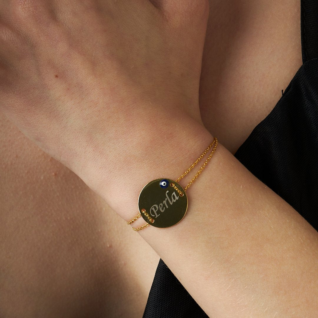 Nazar Plakalı İsimli Bileklik - 925 GÜMÜŞ