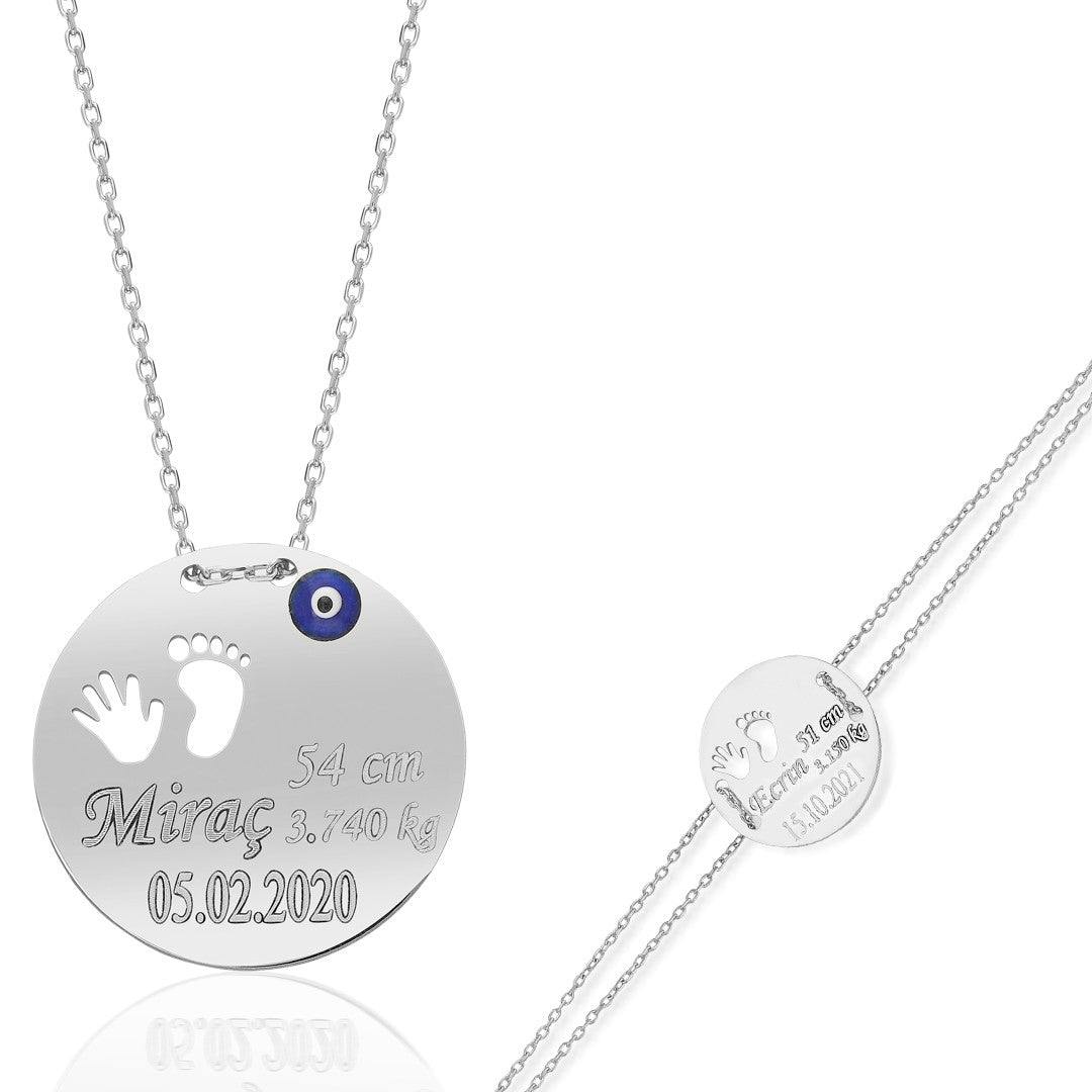 Basit Plakalı Yenidoğan Seti - 925 GÜMÜŞ