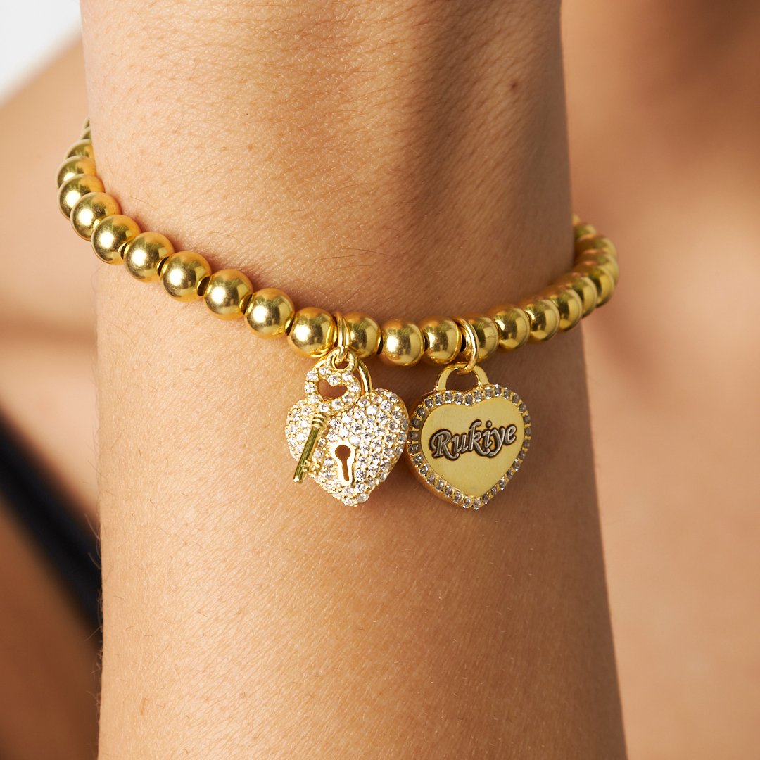 Charm Zirkon Kalp İsimli Bileklik - 925 GÜMÜŞ