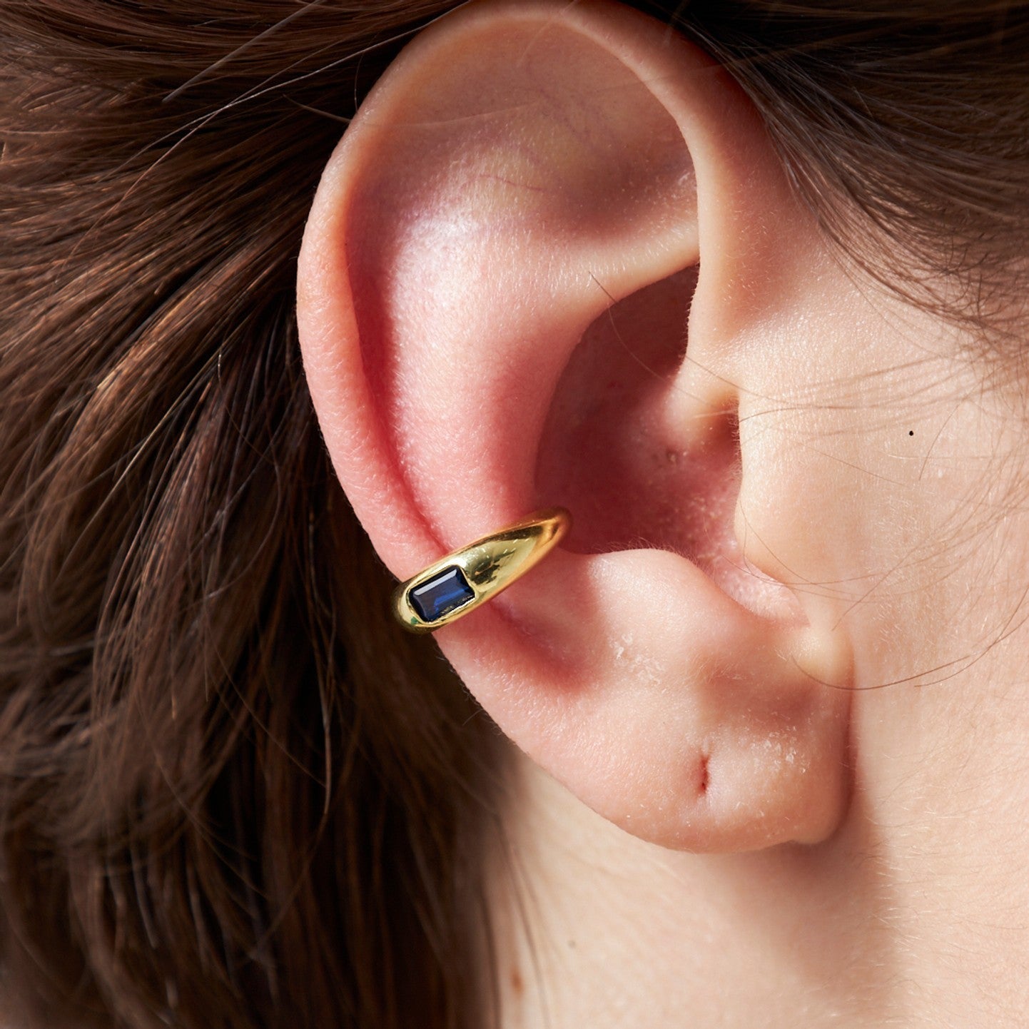 Renkli Taşlı Kıkırdak Küpe - 925 GÜMÜŞ