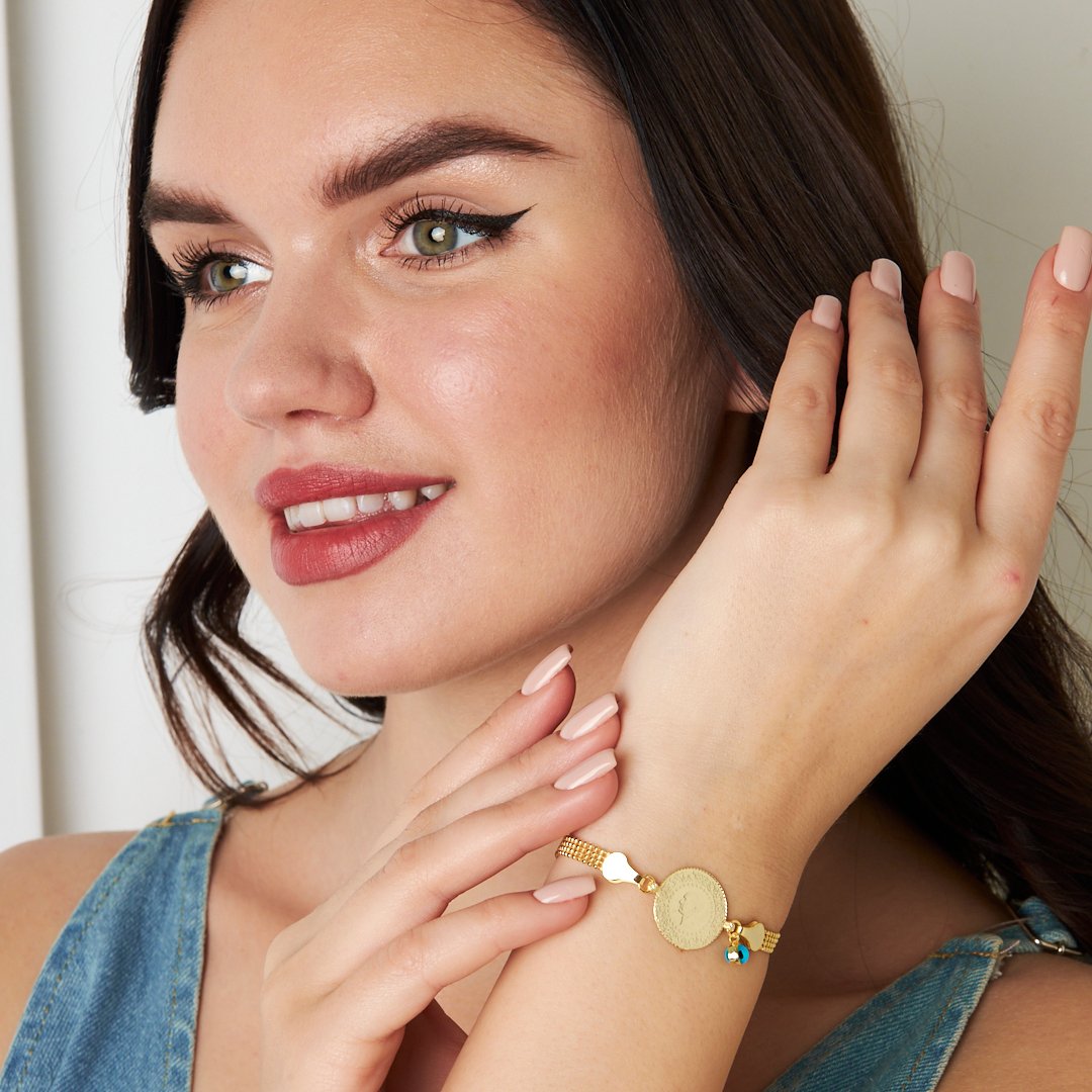 Nazar Boncuğu Çeyrek Top Zincir Bileklik - 925 GÜMÜŞ