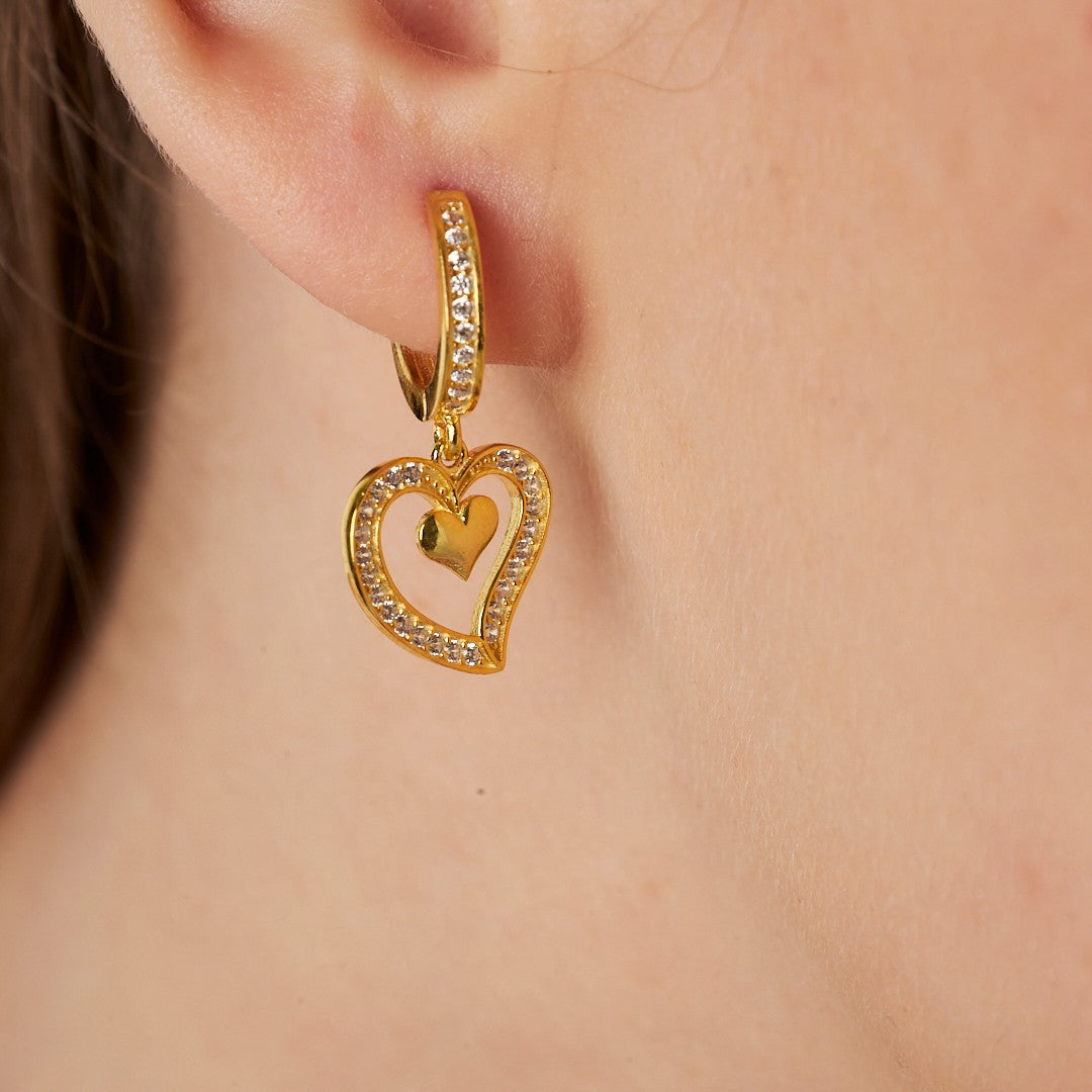 İki Kalpli Küpeler - 925 GÜMÜŞ