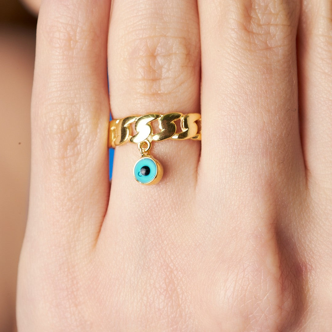 14K ALTIN Nazar Küba Yüzük