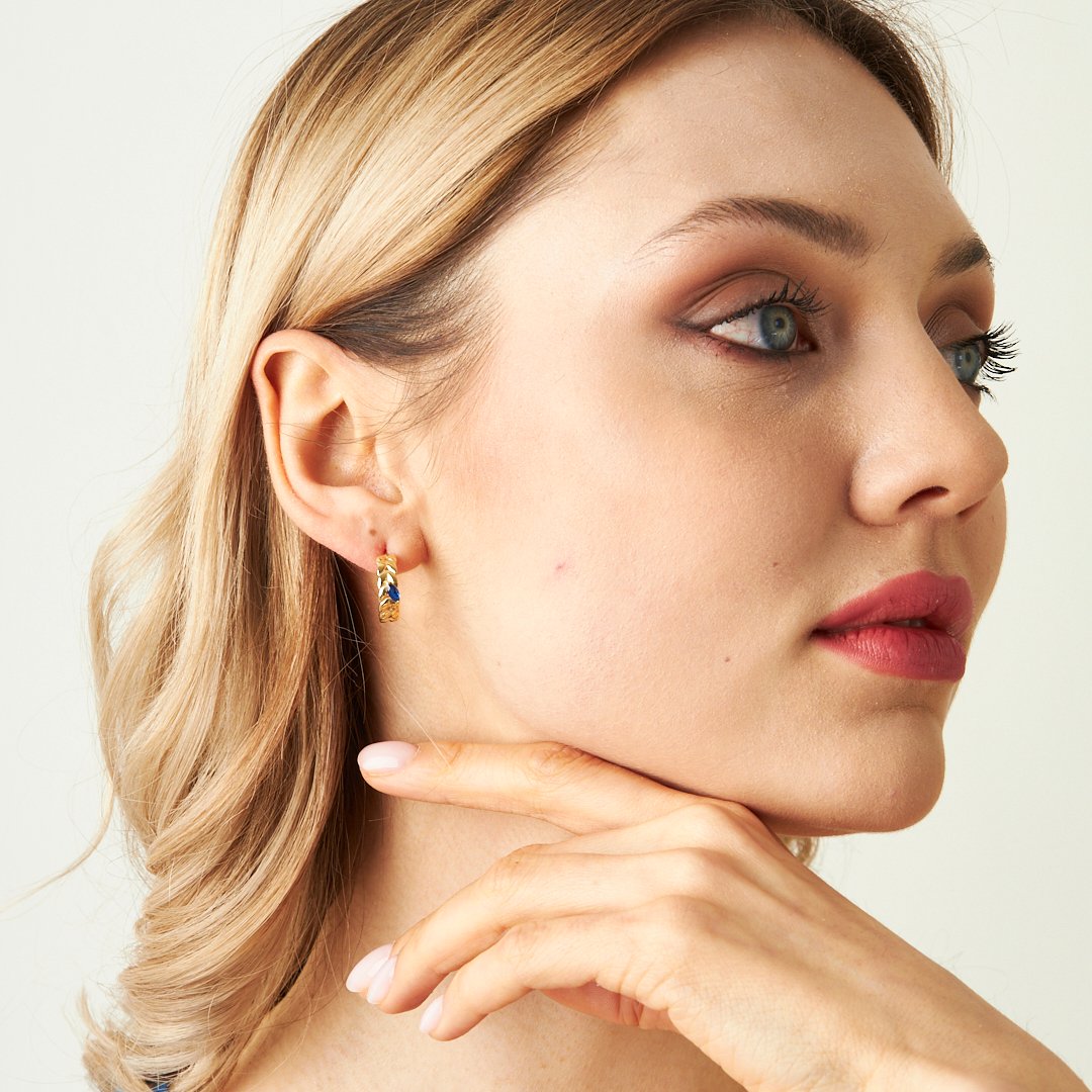 Lacivert Çivili Küpe - 925 GÜMÜŞ