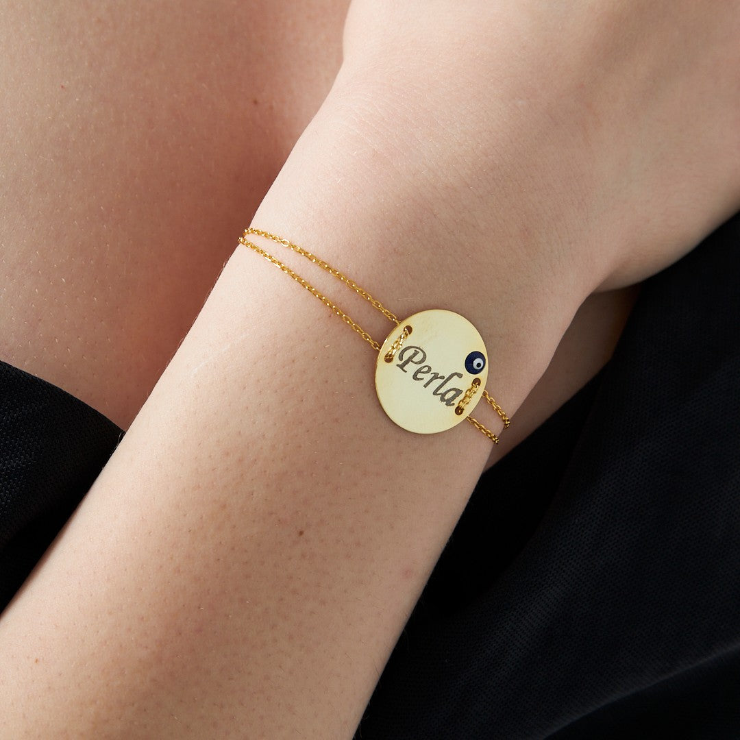 Nazar Plaka İsimli Zincir Seti - 925 GÜMÜŞ