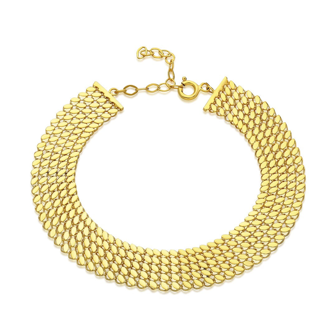 Beş Sıra Kalın Balıksırtı Bileklik - 925 GÜMÜŞ