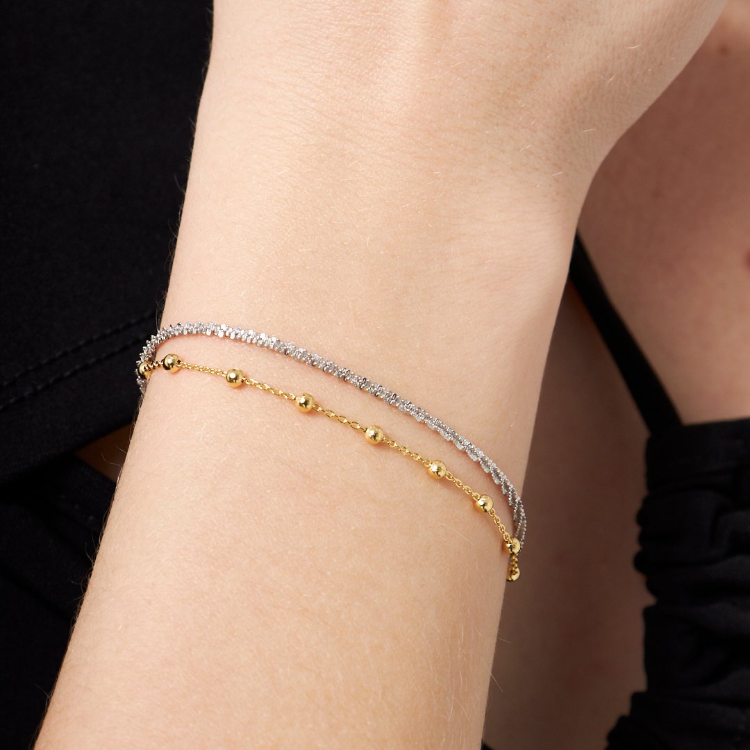 Dorica Toplu Çift Zincir Bileklik - 925 GÜMÜŞ