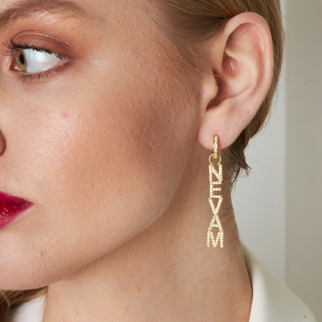 Tam Taş İsimli Küpe - 925 GÜMÜŞ