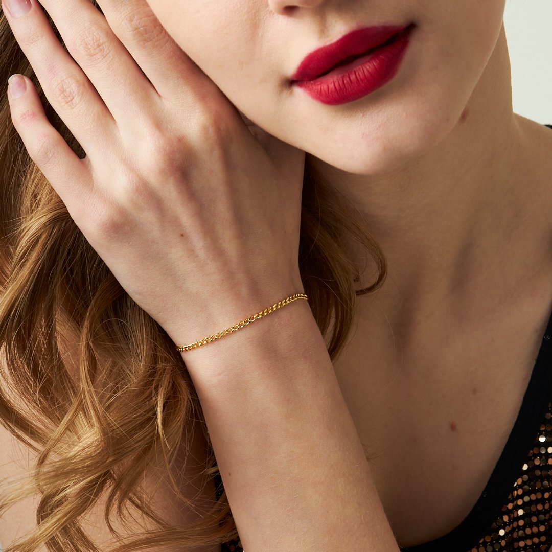 İnce Zincir Bileklik - 925 GÜMÜŞ