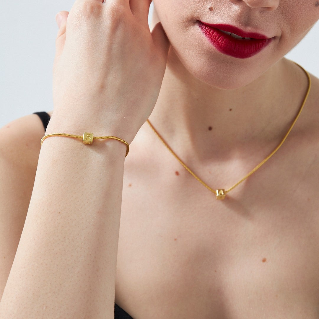 Mektup Küp Zincir Seti - 925 GÜMÜŞ