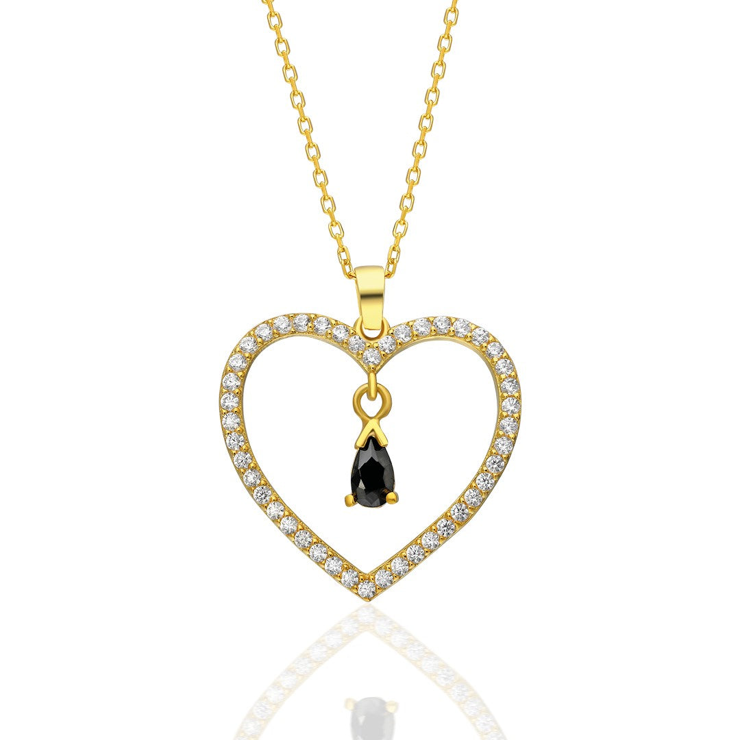 Siyah Taşlı Kolye - 925 GÜMÜŞ