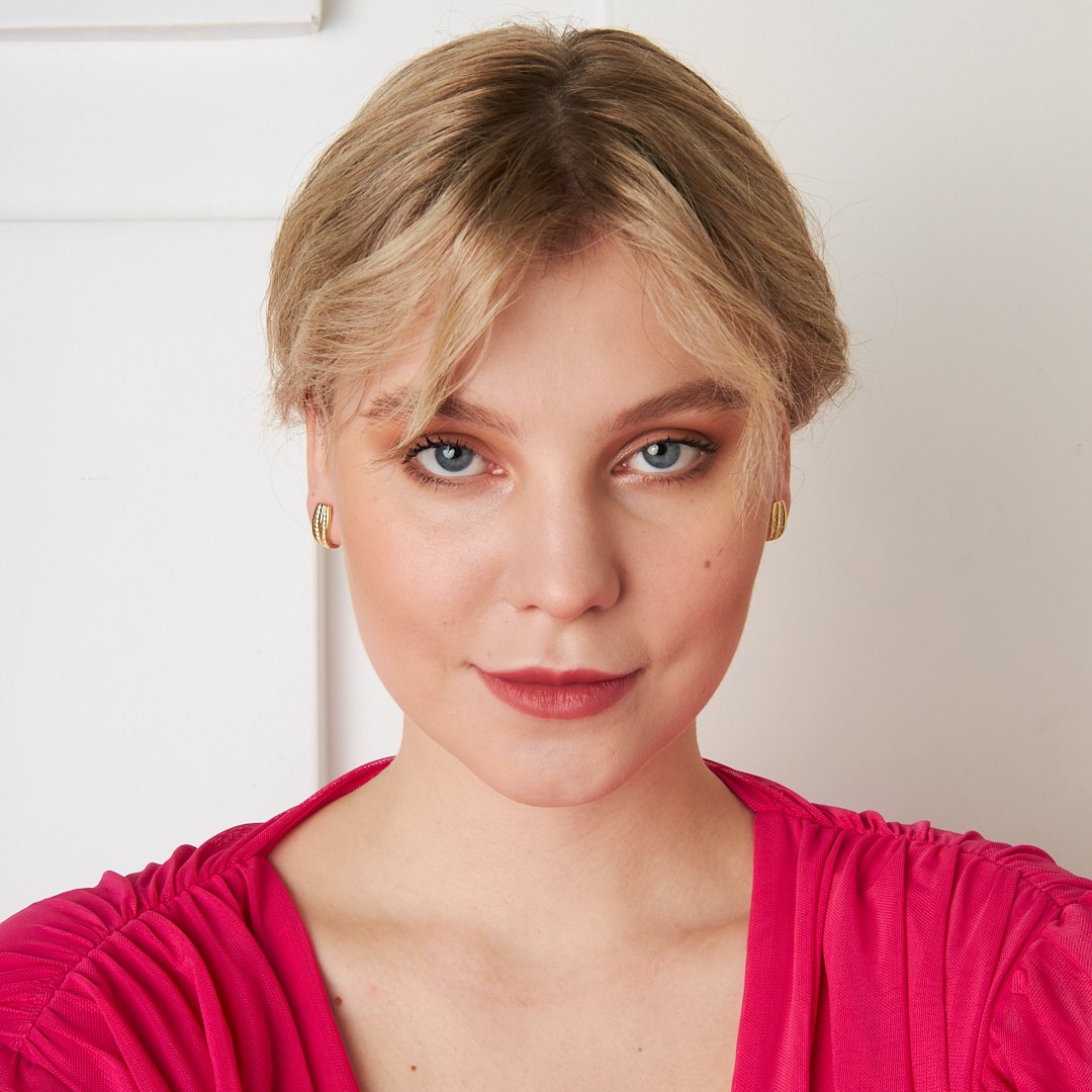 Çift Sıra Taşlı Küpe - 925 GÜMÜŞ