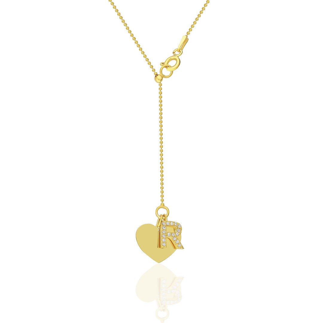 Top Zincirli Kalp Harf Kolye - 925 GÜMÜŞ