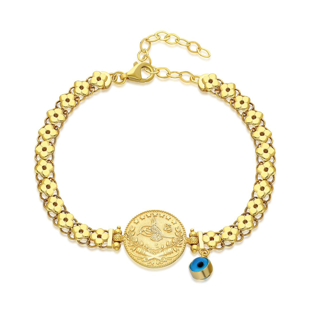 Dört Yapraklı Yonca Zincirli Nazar Bileklik - 925 GÜMÜŞ