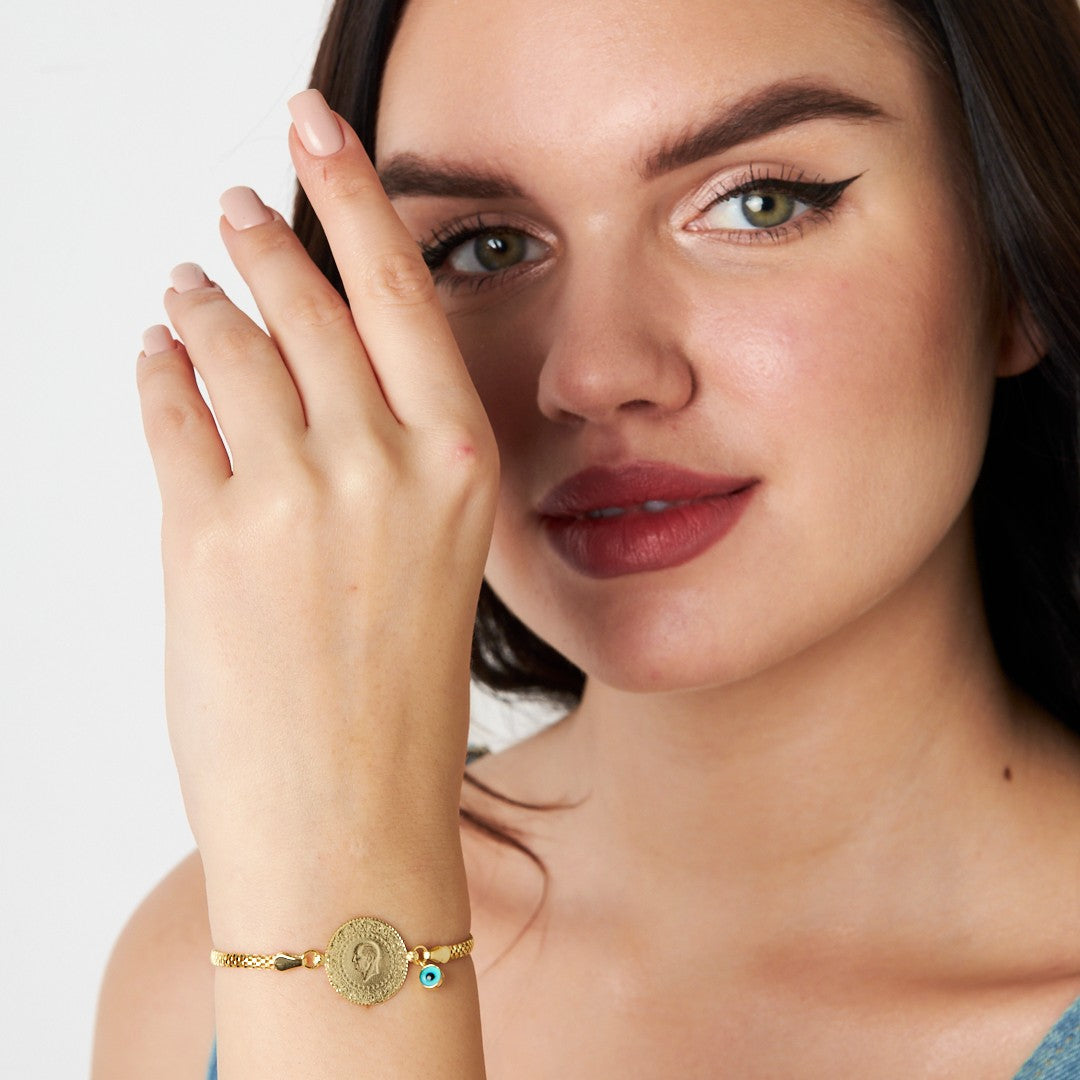 Charmlı Çeyrek Zincir Bileklik - 925 GÜMÜŞ