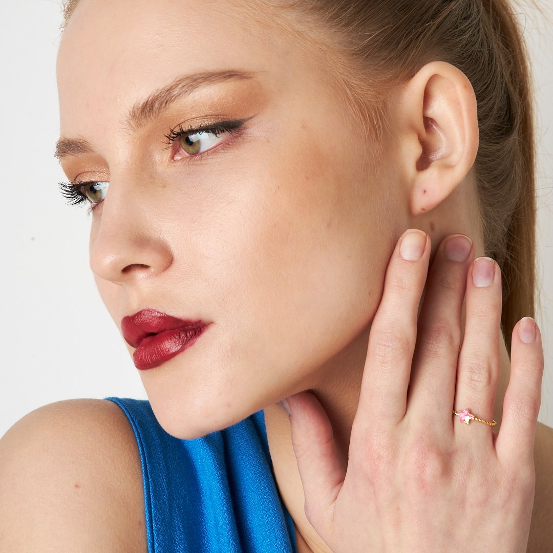 İç İçe Yıldız Yüzük - 925 GÜMÜŞ