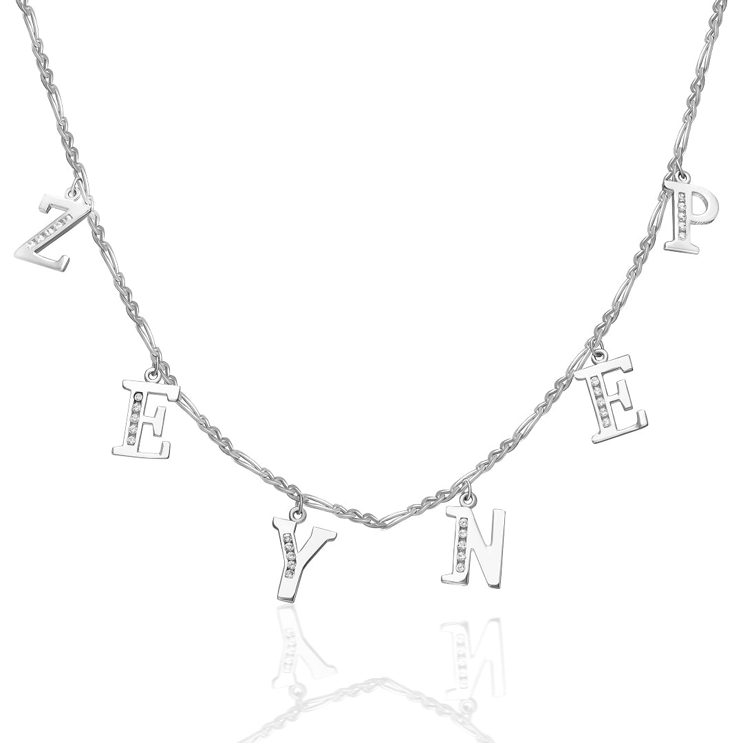 Harfli Yarım Taş Kolye İsimli Kolye Modeli 2 - 925 GÜMÜŞ