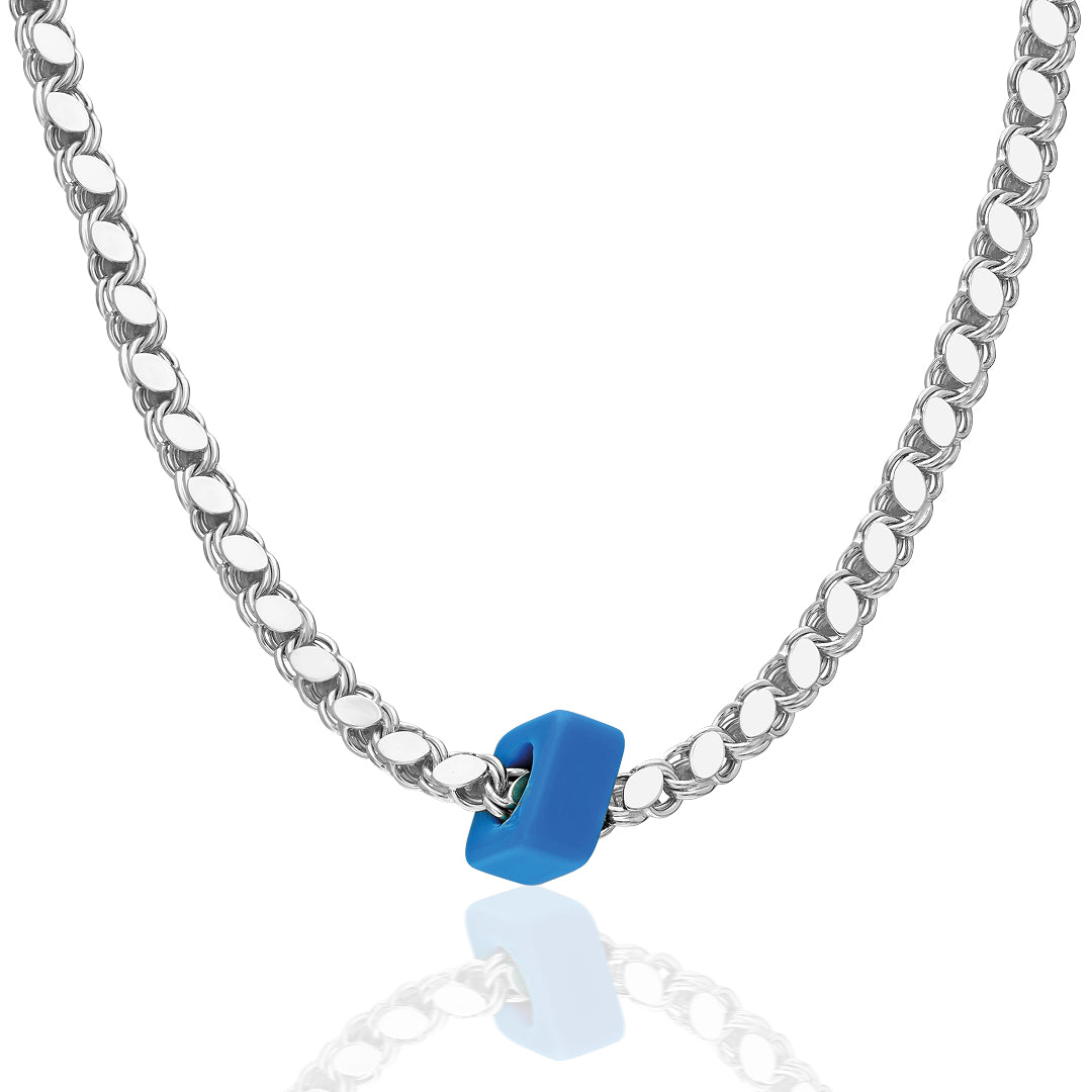 Doğal Taş Payet Halab Zincir Kolye - 925 GÜMÜŞ