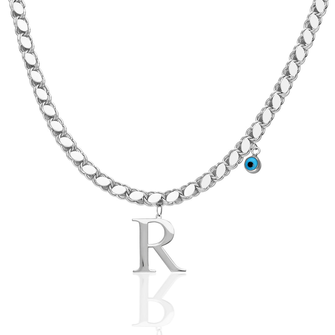 Pullu Zincirli Harf Kolye - 925 GÜMÜŞ