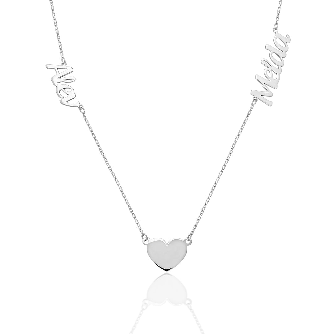 İki İsimli Kalbim kolye - 925 GÜMÜŞ
