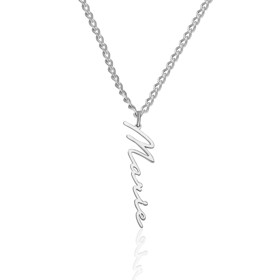 Dikey İmza Kolye - 925 GÜMÜŞ