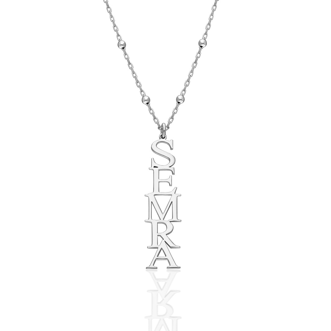 Vintage Dikey İsimli Kolye - 925 GÜMÜŞ