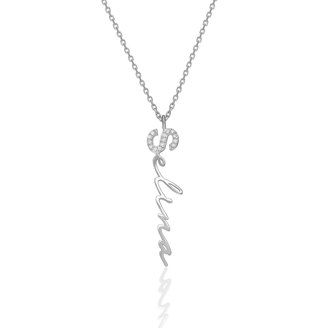 Harfli İsim Taşlı Kolye - 925 GÜMÜŞ